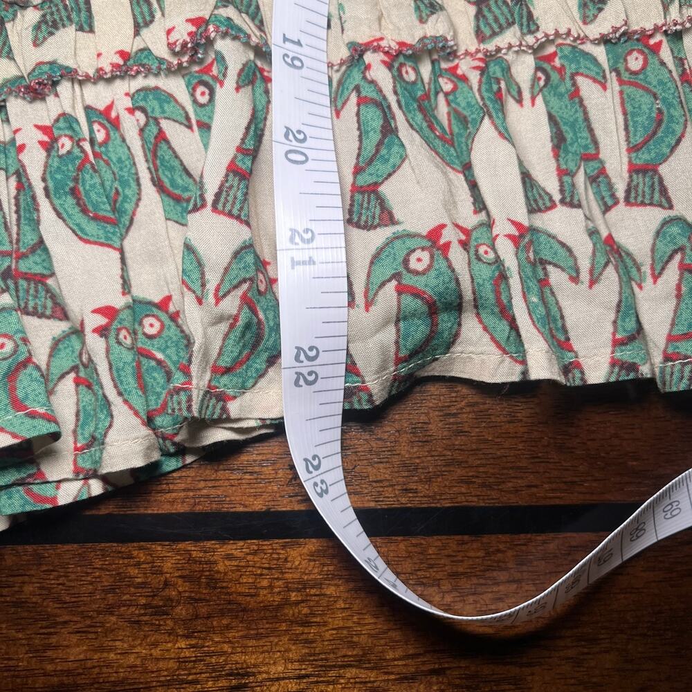 Maeve by Anthropologie Blouse Birdie Ruffled Button Down Cream Green Size 2 - Picture 11 of 11